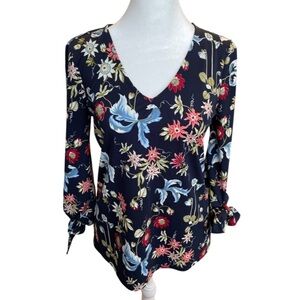 Ann Taylor floral blouse with tie detail XS